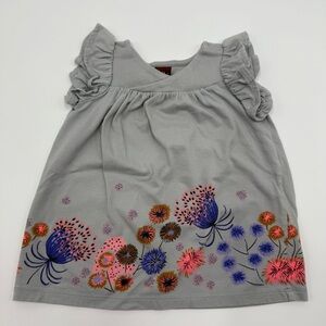 Tea Collection Baby Girls Cross Front Floral Gray Dress 6-9 months Cotton